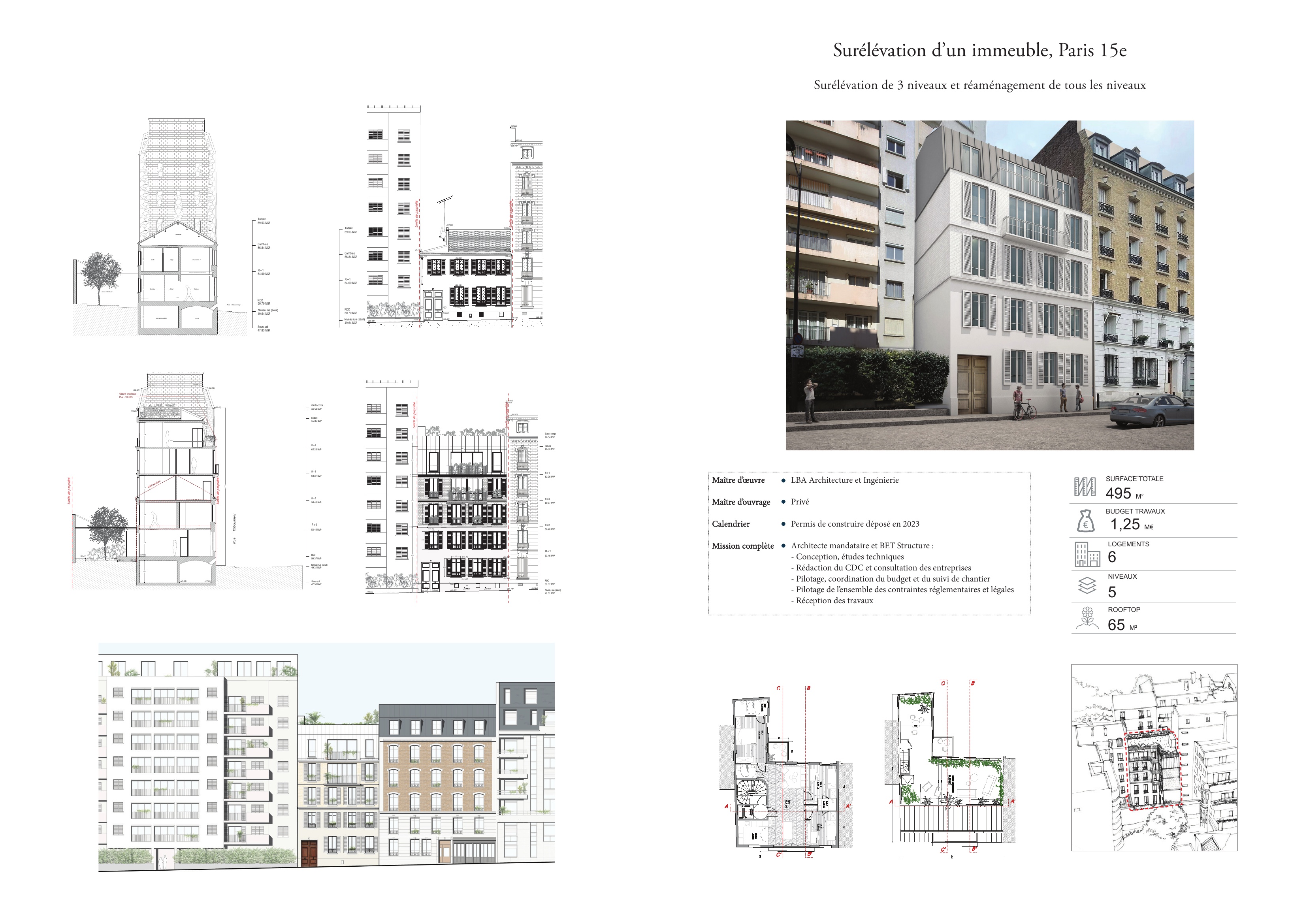Surélévation immeuble, Paris 15e