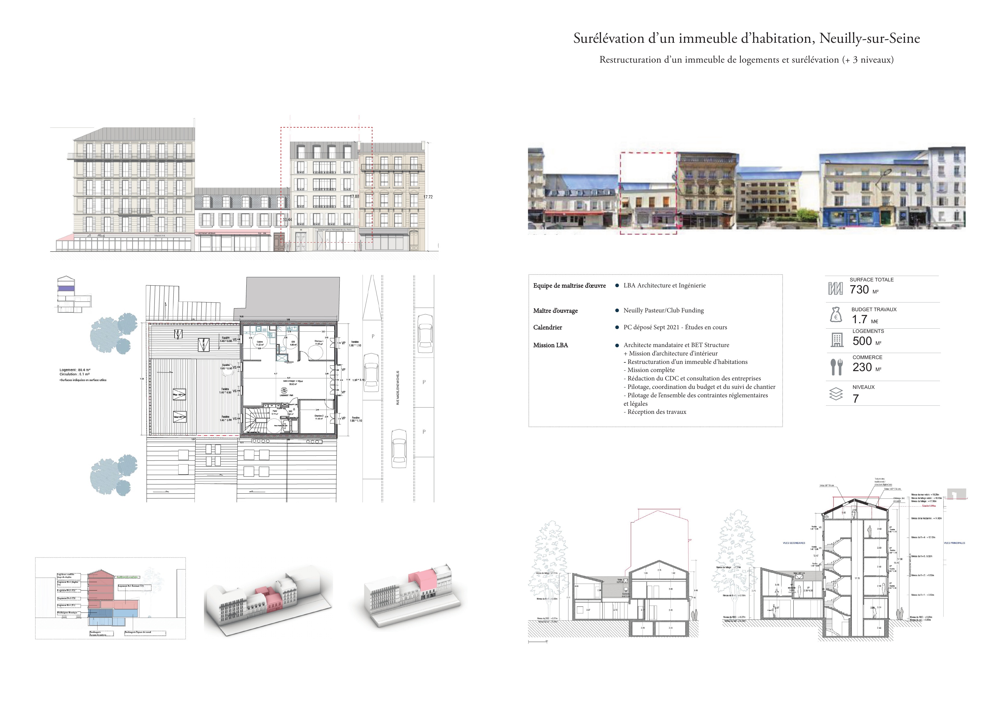 Surélévation immeuble d'habitation, Neuilly-sur-Seine