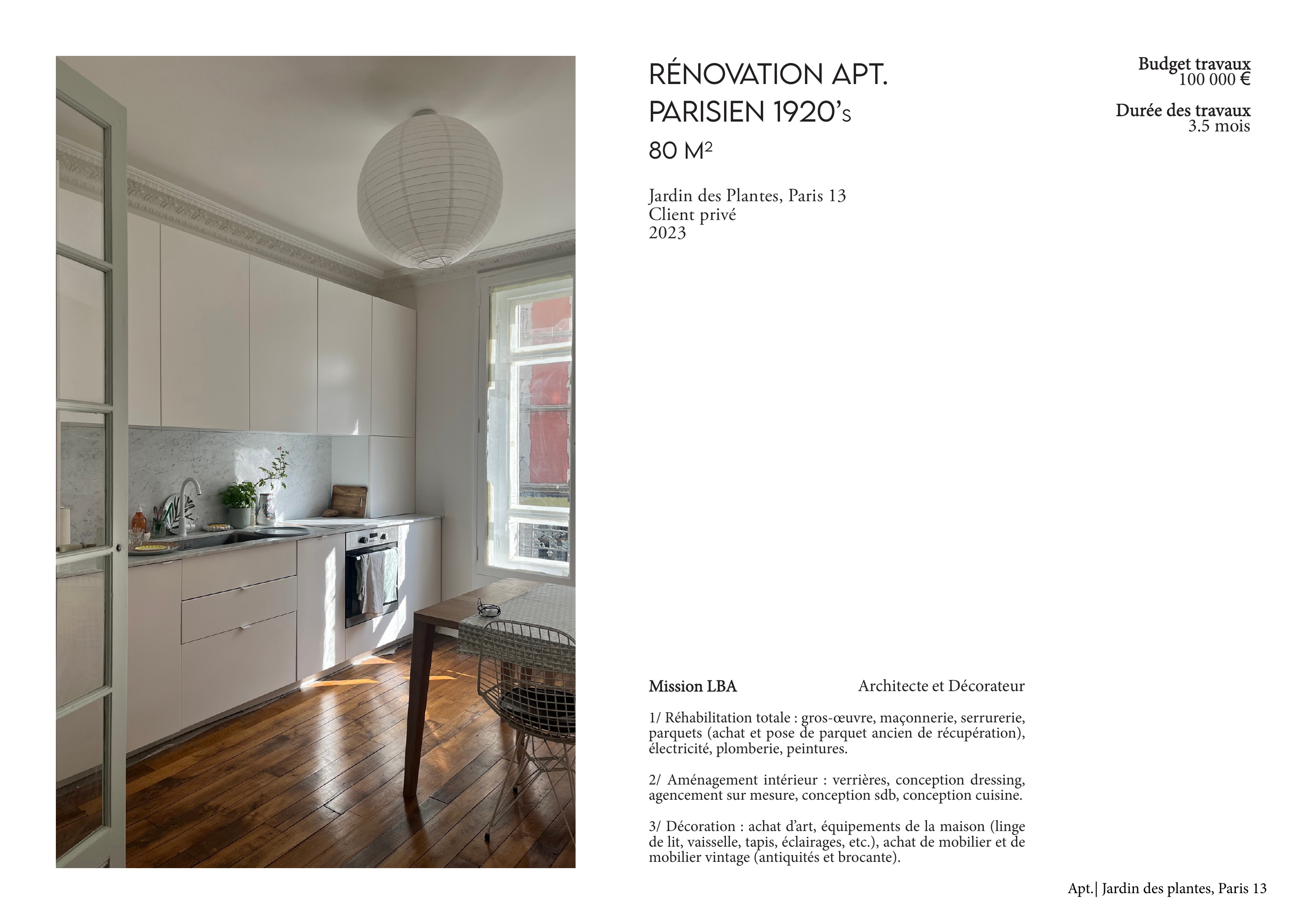 Rénovation APT. parisien 1920's — vue 1