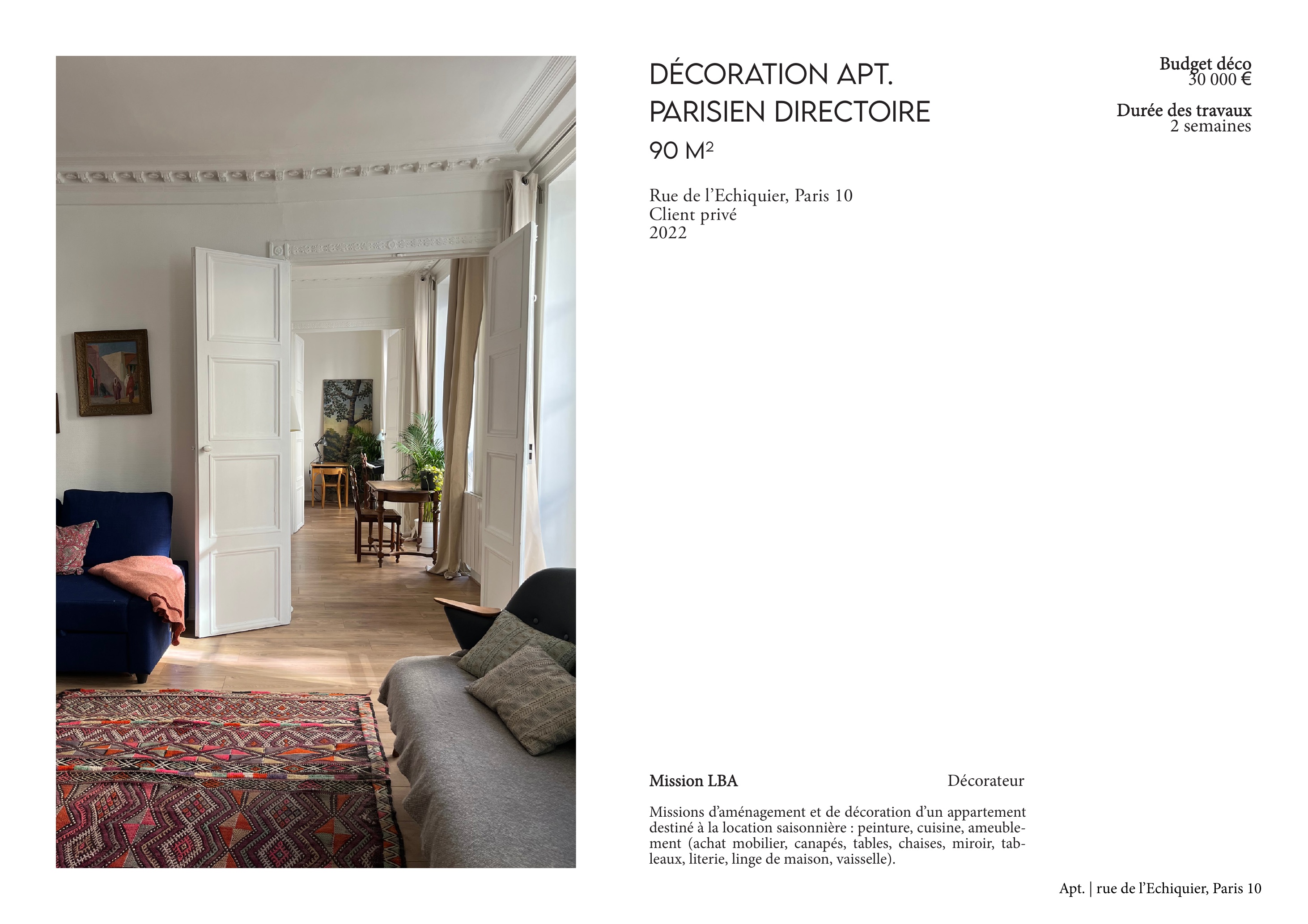 Décoration apt. parisien directoire — vue 1